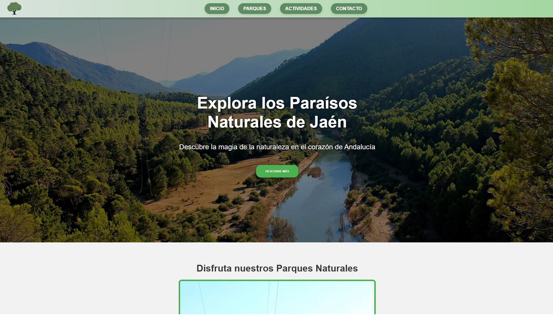 Captura de pantalla del proyecto Parques Naturales de Jaén
